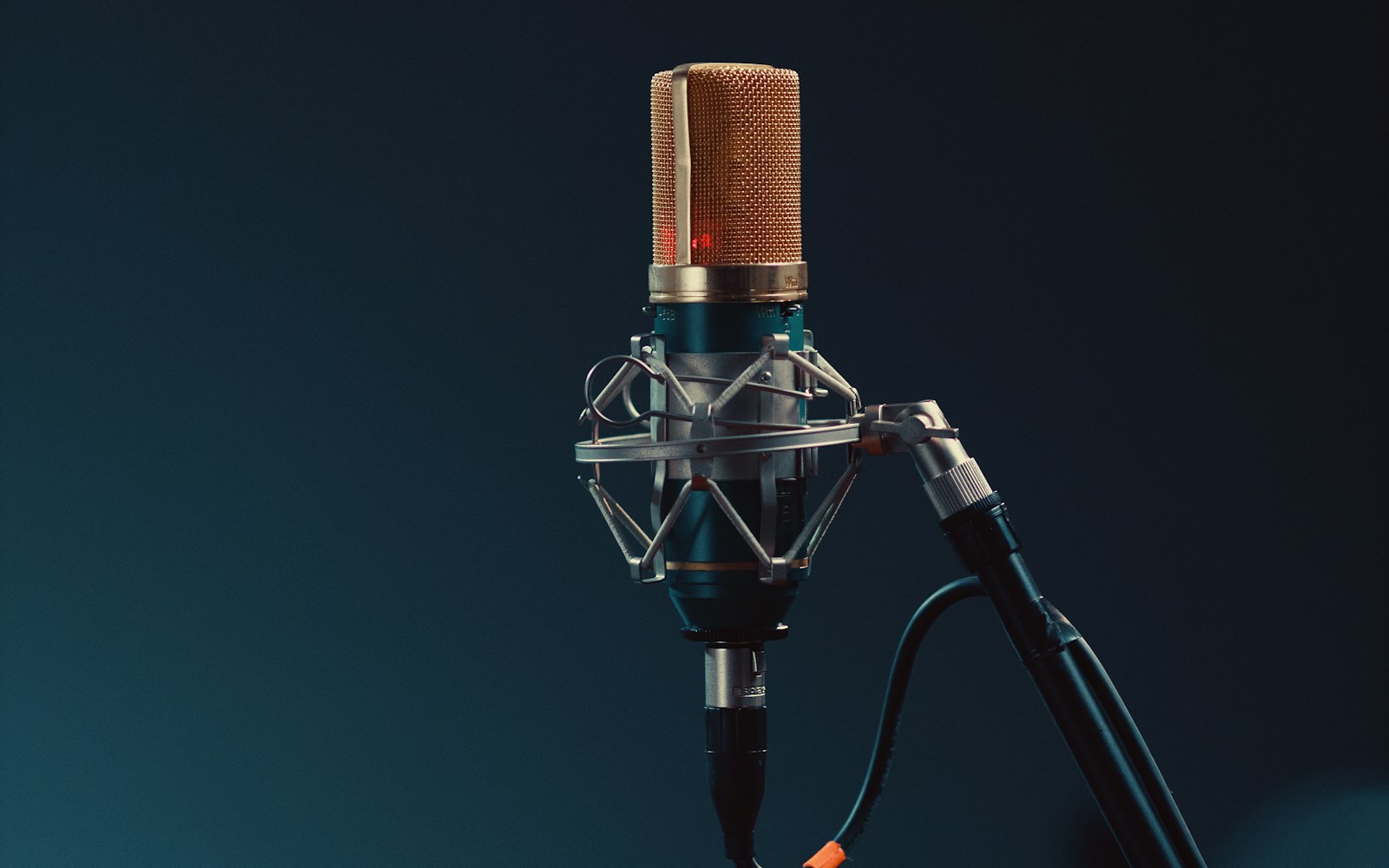 Reveal hidden images in an audio spectrogram Professional studio microphone against a dark background